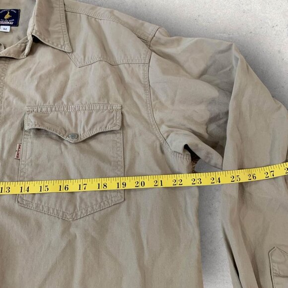 Vintage Dallas Jeans Western Chambray Shirt Men’s M Tan Metal Snaps Cowboy Rodeo - Picture 3 of 5